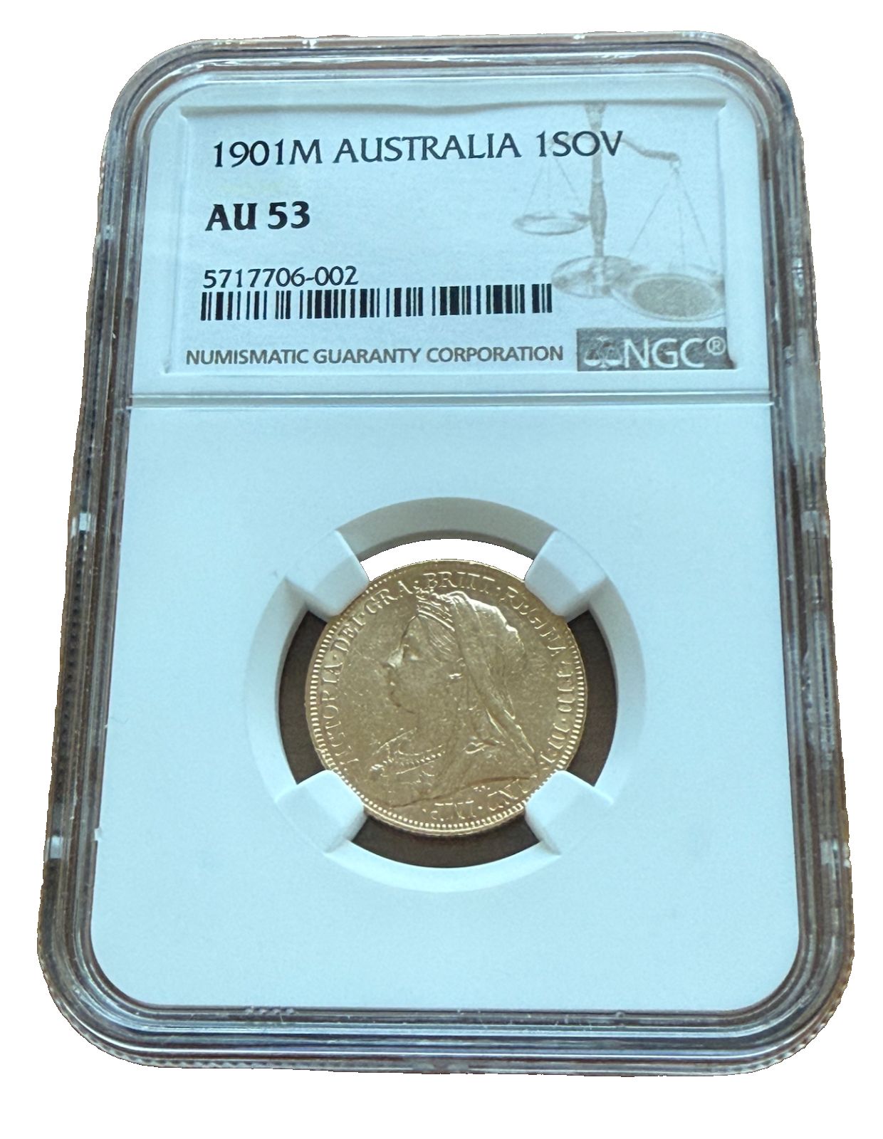 アトラリア 1901 M ゴールド 1 ソブリン NGC AU 53 セントジョージ ビクトリア