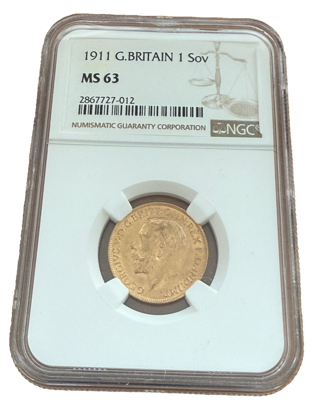 イギリス 1911年 金貨 NGC MS 63 ジョージ5世