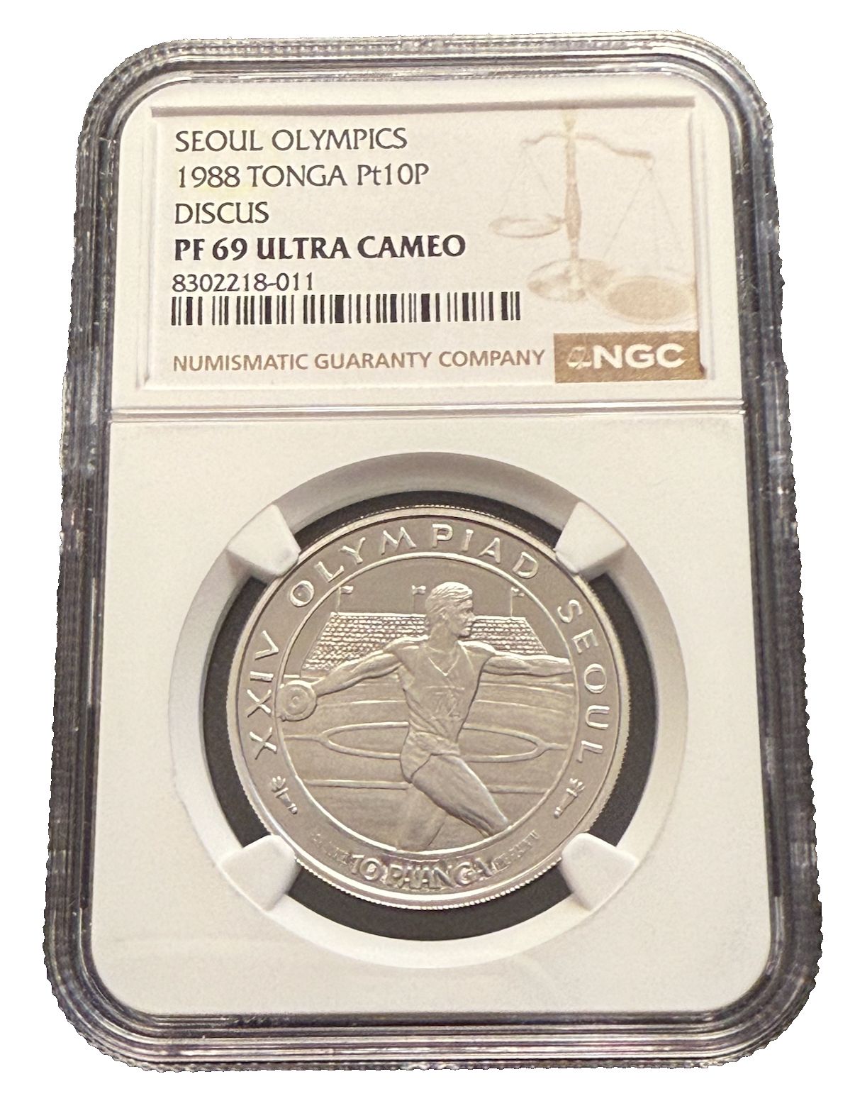 トンガ 1988 プラチナ 1 2 オンス 10 パアンガ NGC PF 69 UC ソウル オリンピック ディスク