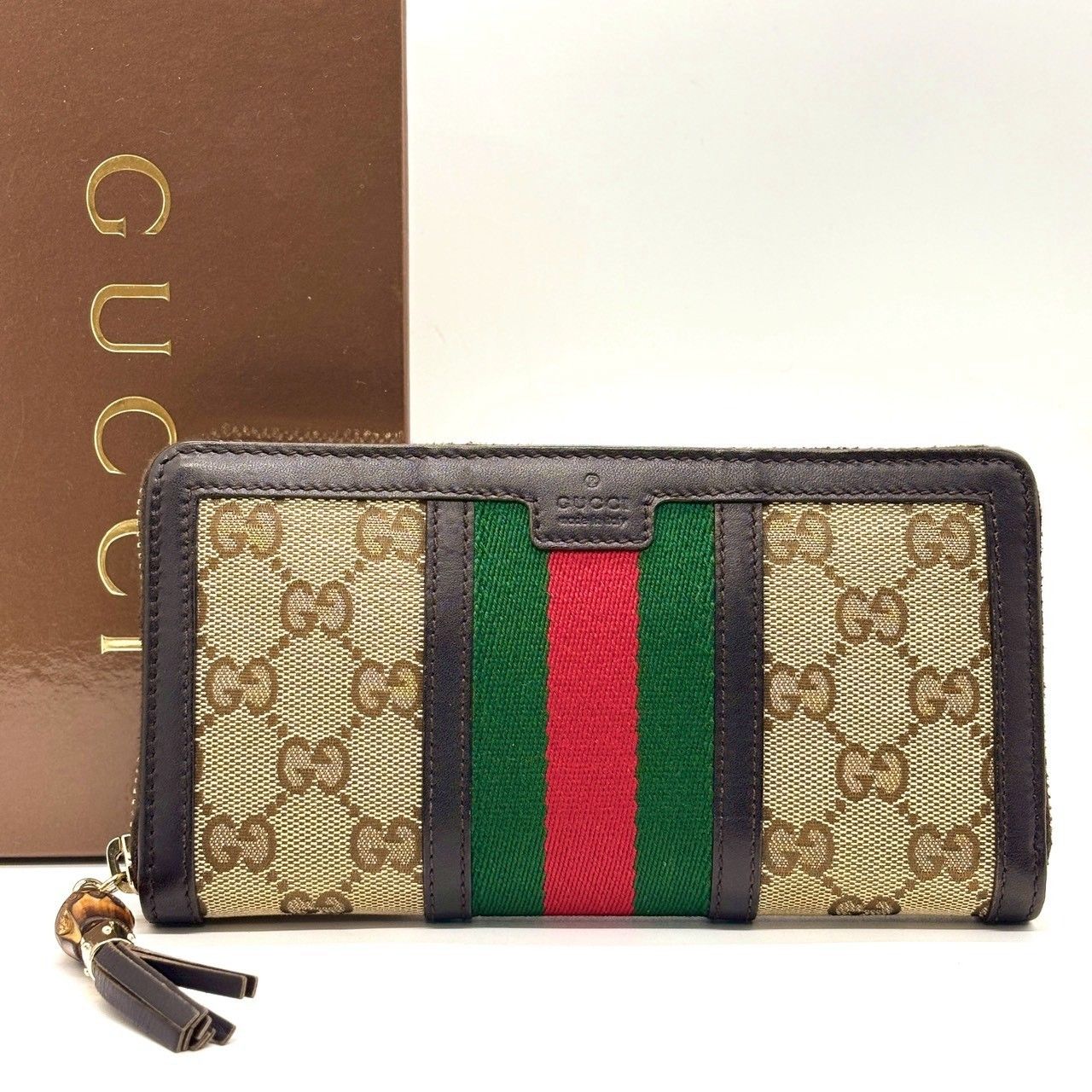 グッチ　長財布　シェリーライン　ラウンドファスナー　バンブータッセル　GG柄 象徴美を手元に宿す】 GUCCI グッチ 長財布 ラウンドジップ シェリー