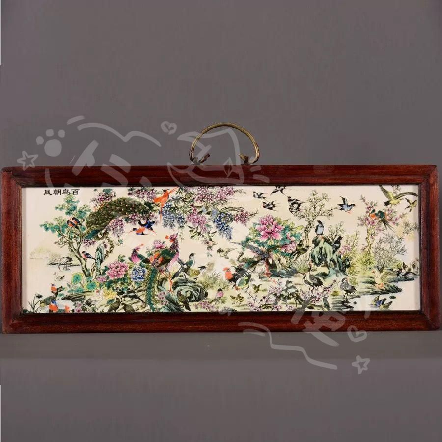 パステル花鳥陶板画 百鳥朝鳳 応接間 玄関 茶室 書斎 装飾品 工芸品 置物 新年ギフト百鳥朝鳳 パステル花鳥陶板画 応接間 書斎 懸掛 装飾品 工芸