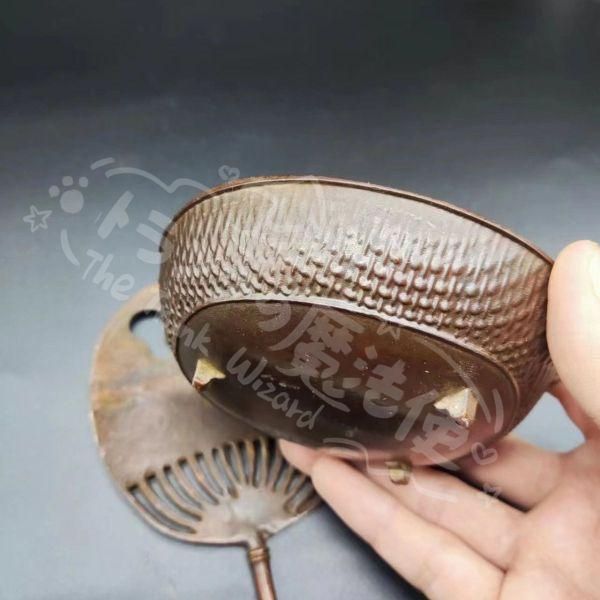 新年ギフト金竹蘿扇蓋香炉 茶道具 香道具 銅製 工芸品 美術品 置物