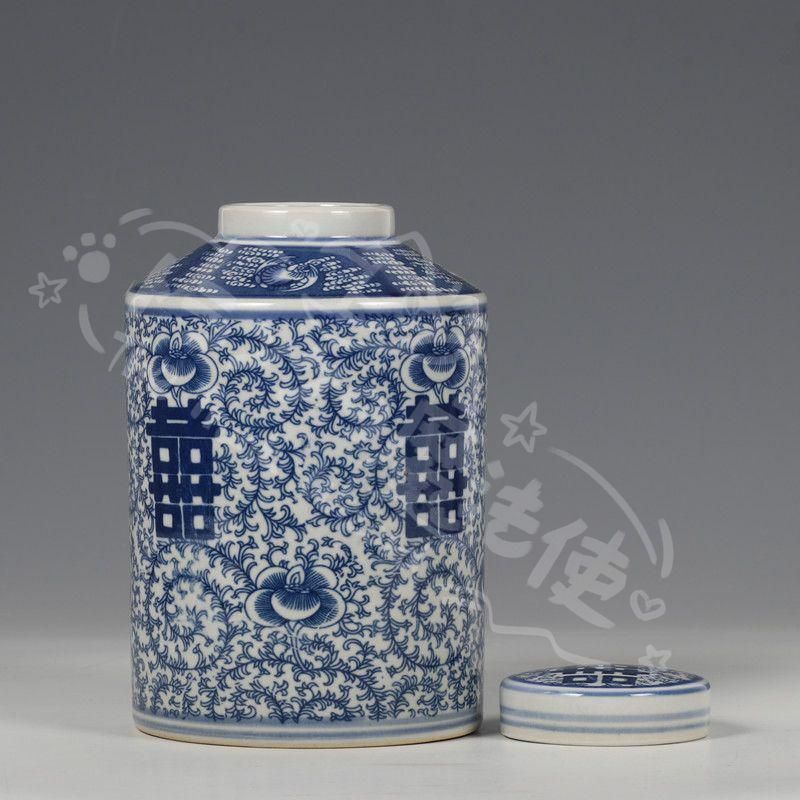 新年ギフト青花磁器喜字茶壺 景徳鎮 陶磁器 装飾品 現代工芸品美術品