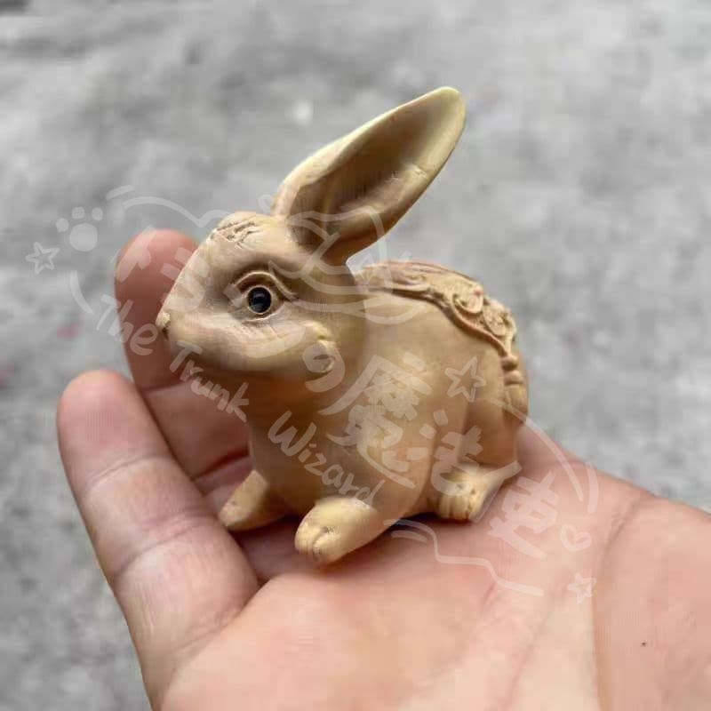 新年ギフトうさぎ 木彫り 彫刻作品 工芸品 美術品 装飾品 置物CZW1207P388