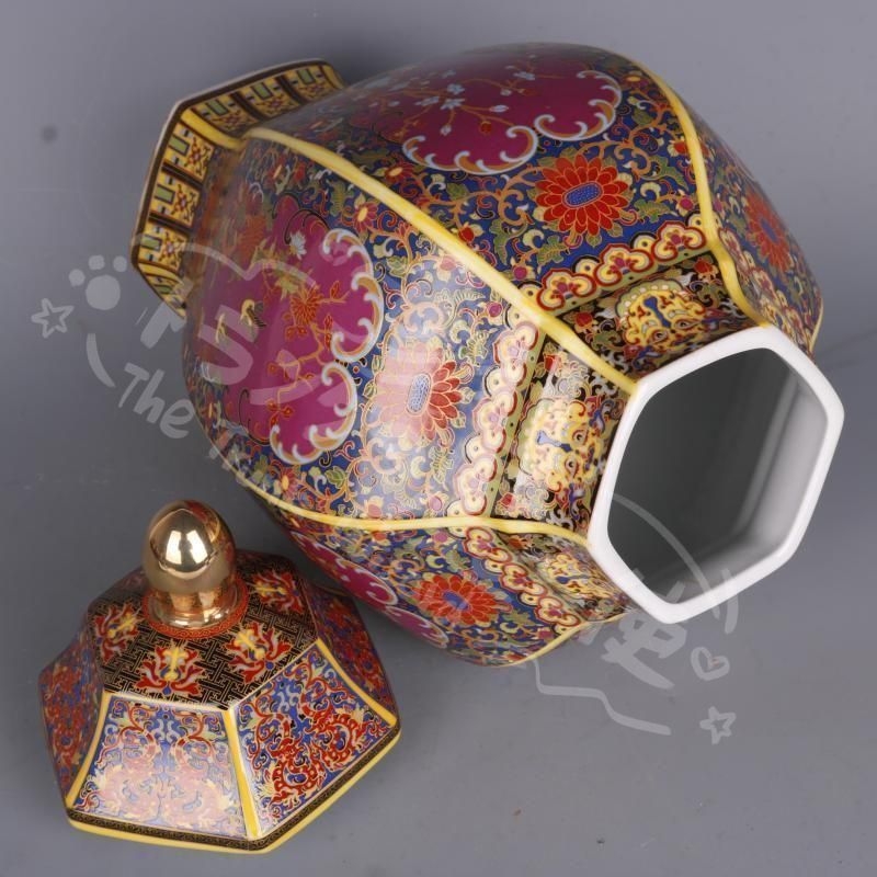 新年ギフト琺瑯彩花鳥六方将軍壺 景徳鎮 陶磁器 装飾品 工芸品 美術品