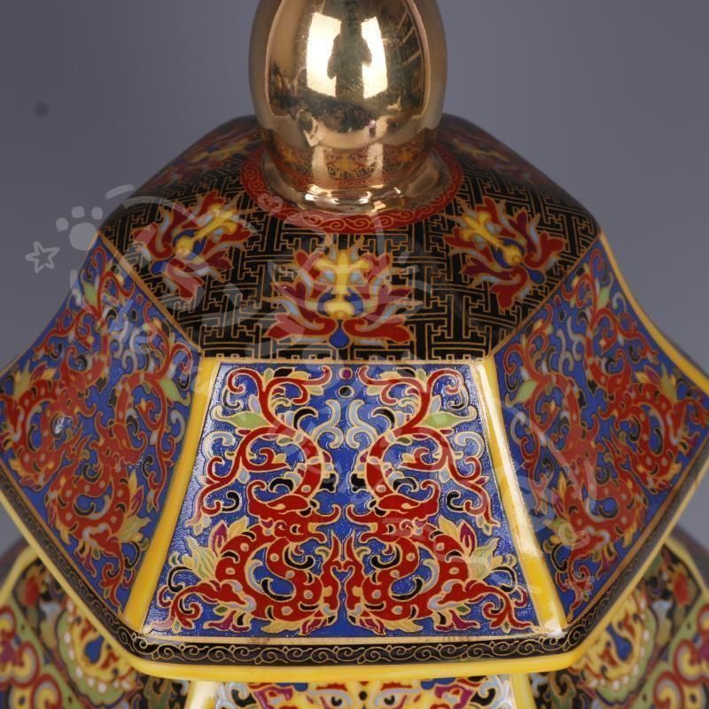 新年ギフト琺瑯彩花鳥六方将軍壺 景徳鎮 陶磁器 装飾品 工芸品 美術品