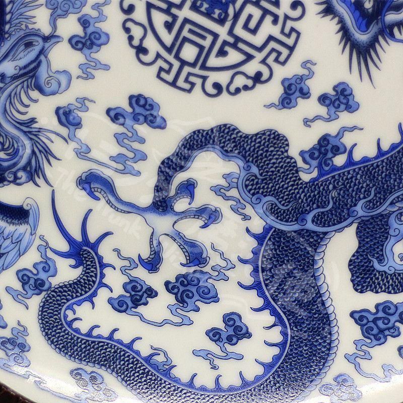 新年ギフト大清乾隆龍鳳呈祥青磁皿 景徳鎮 陶磁器 装飾品 現代工芸品