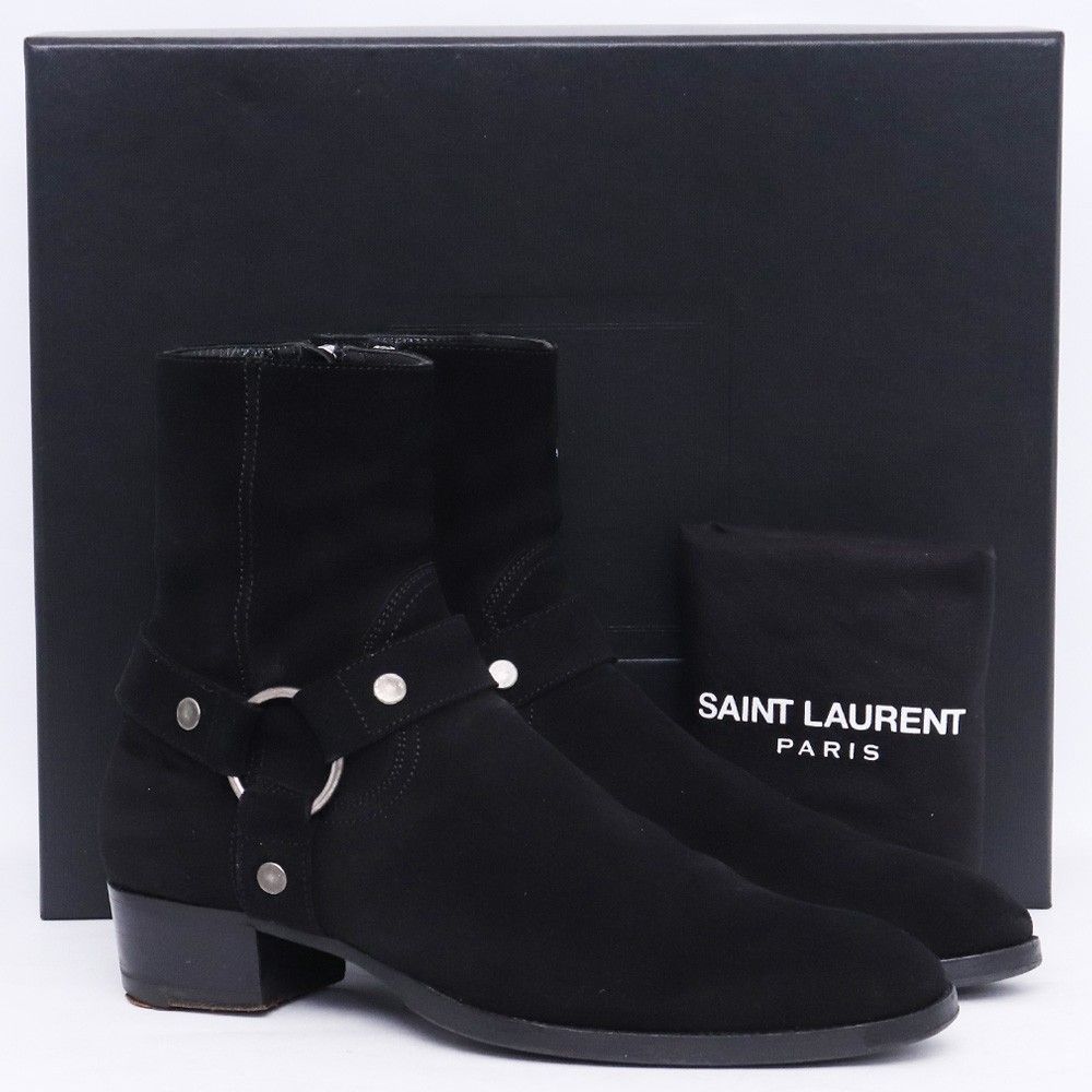 25cm相当 SAINT LAURENT ワイアット リングチェーン ハーネスブーツ サイズ40 ブラック WA443190