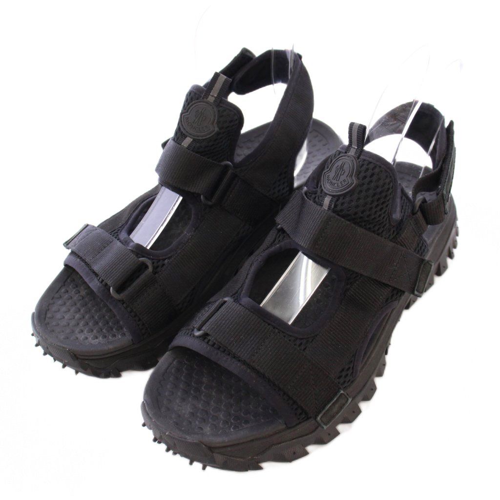 モンクレール MONCLER TRAIL GRIP VELA ストラップサンダル 厚底 ワン ロゴ 43 黒 ブラック BB