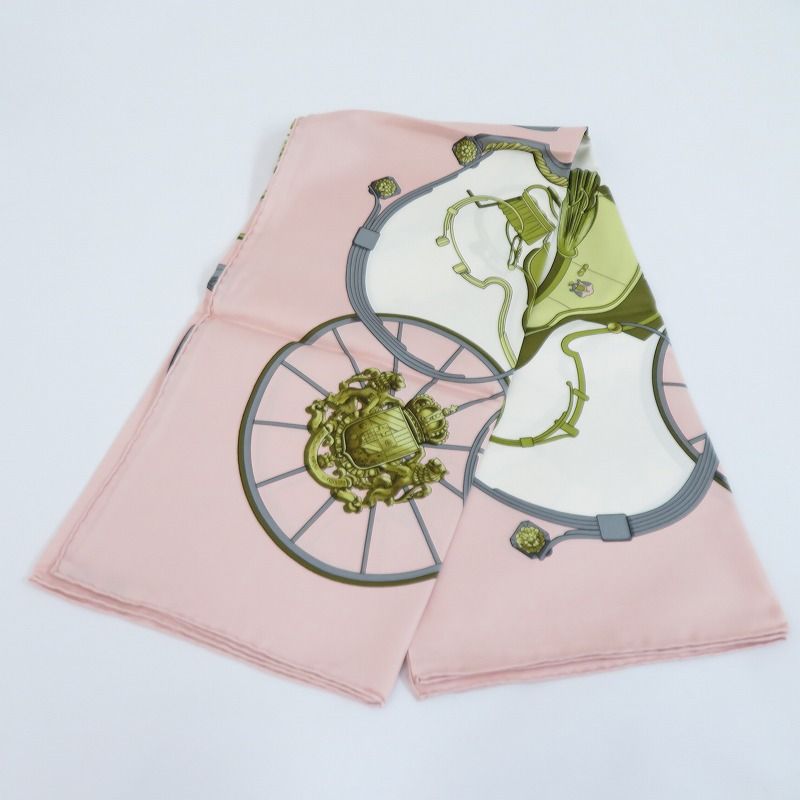 HERMES エルメス ハンカチ カレ 90 Springs スカーフ ピンク 135