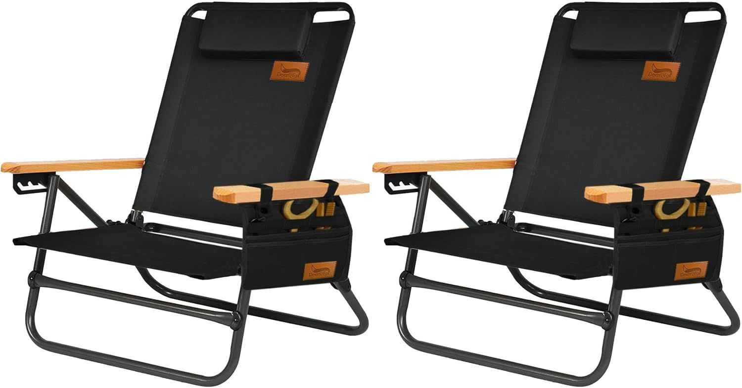 DesertFox キャンプチェア リクライニングローチェア 背もたれ角度4段階調節 アウトドアチェア セット フォールディングチェア 折りたたみ 軽量 耐荷重150 kg コンパクト イス 椅子お釣り 登山 携帯便利 ピクニック レジャー