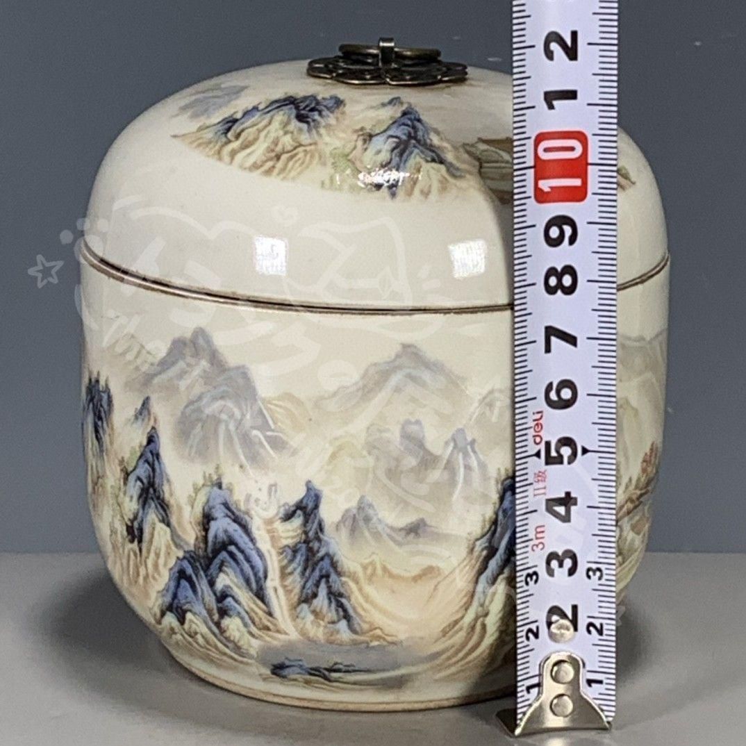 新年ギフト同治粉彩千里江山蓋缶