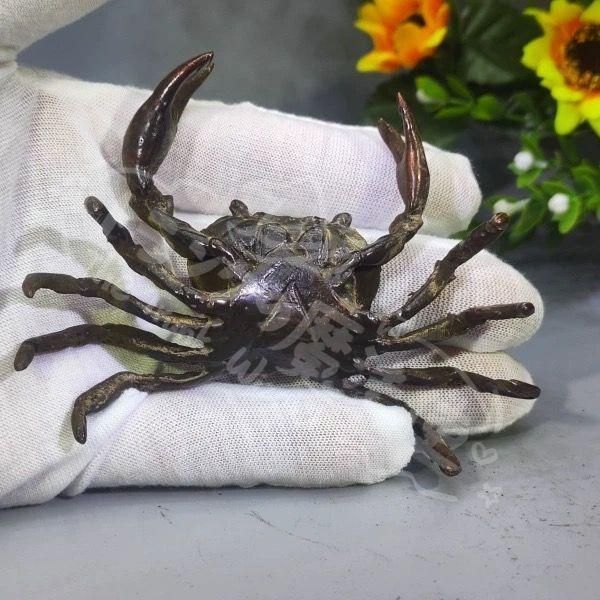 新年ギフト銅製 蟹 茶台茶寵 ショップ 茶道具 蓋置 装飾品 工芸品 置物