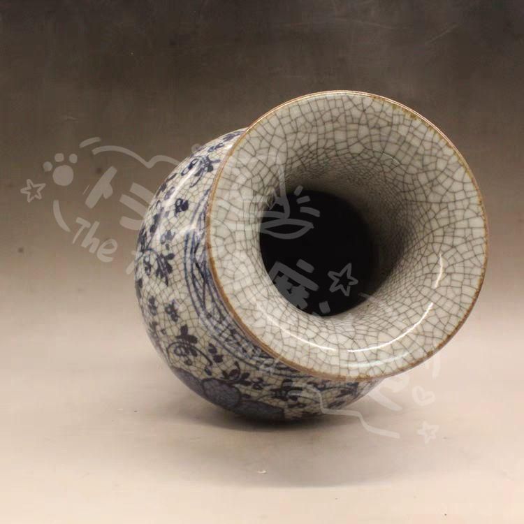 新年ギフト宋哥窯開片青花玉壺 花瓶 景徳鎮 陶磁器 装飾品 現代工芸品