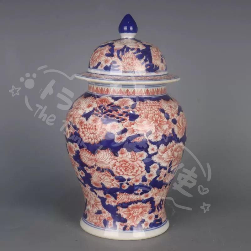 新年ギフト万花紋将軍缶 賞物観賞瓶 景徳鎮 陶磁器 現代工芸品 美術品