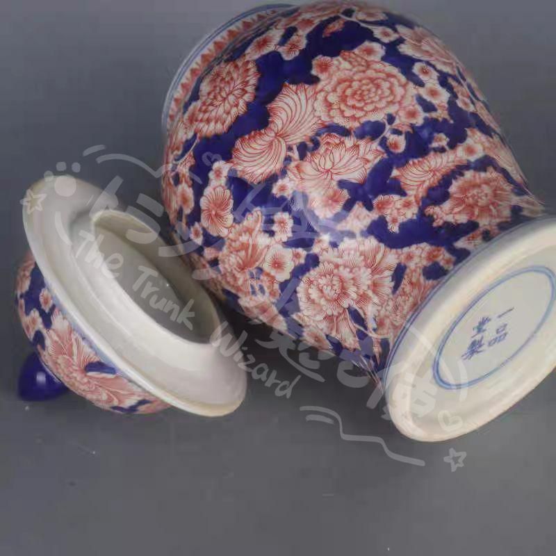 新年ギフト万花紋将軍缶 賞物観賞瓶 景徳鎮 陶磁器 現代工芸品 美術品