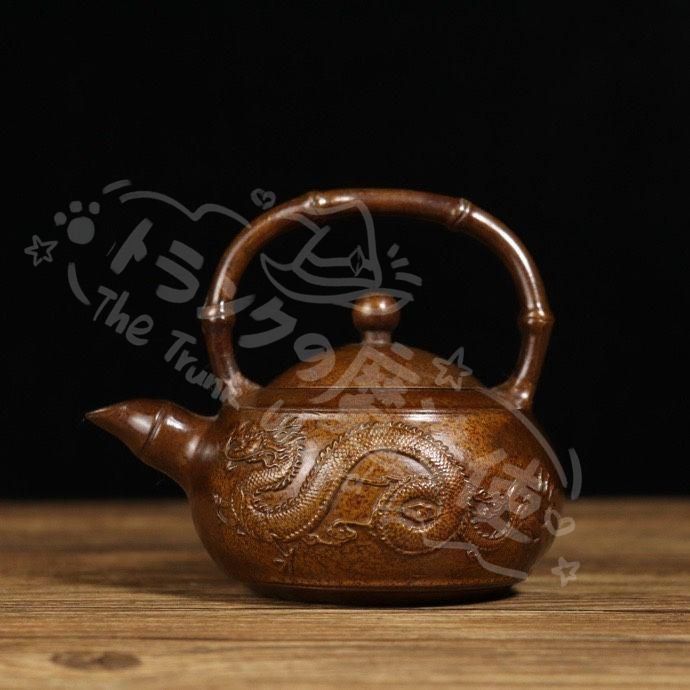銅器 龍鳳酒壺 茶壺 茶道具 装飾品 工芸品 置物 龍鳳呈祥提梁茶壺 酒壺 茶道 工芸 置物 銅製 龍鳳呈祥提梁茶壺 酒壺