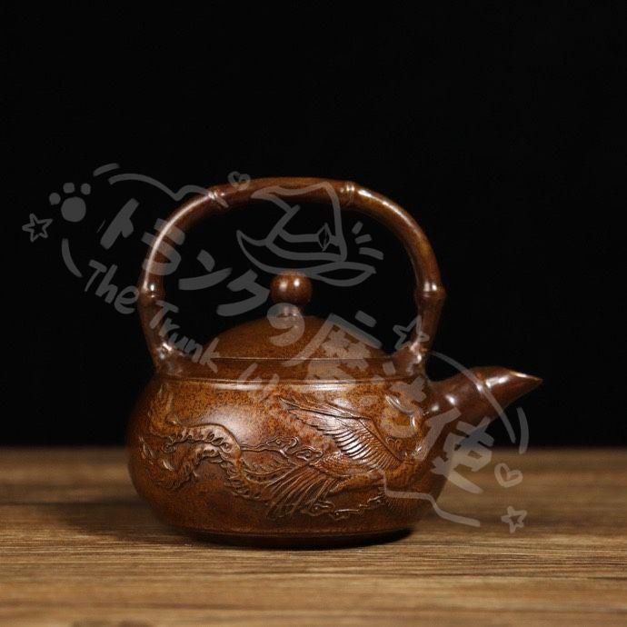 新年ギフト銅細工 龍鳳呈祥泡茶壺 提梁壺 茶道具 装飾品 工芸品 美術品