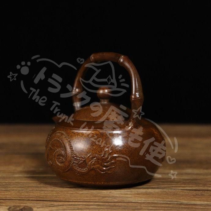 新年ギフト銅細工 龍鳳呈祥泡茶壺 提梁壺 茶道具 装飾品 工芸品 美術品