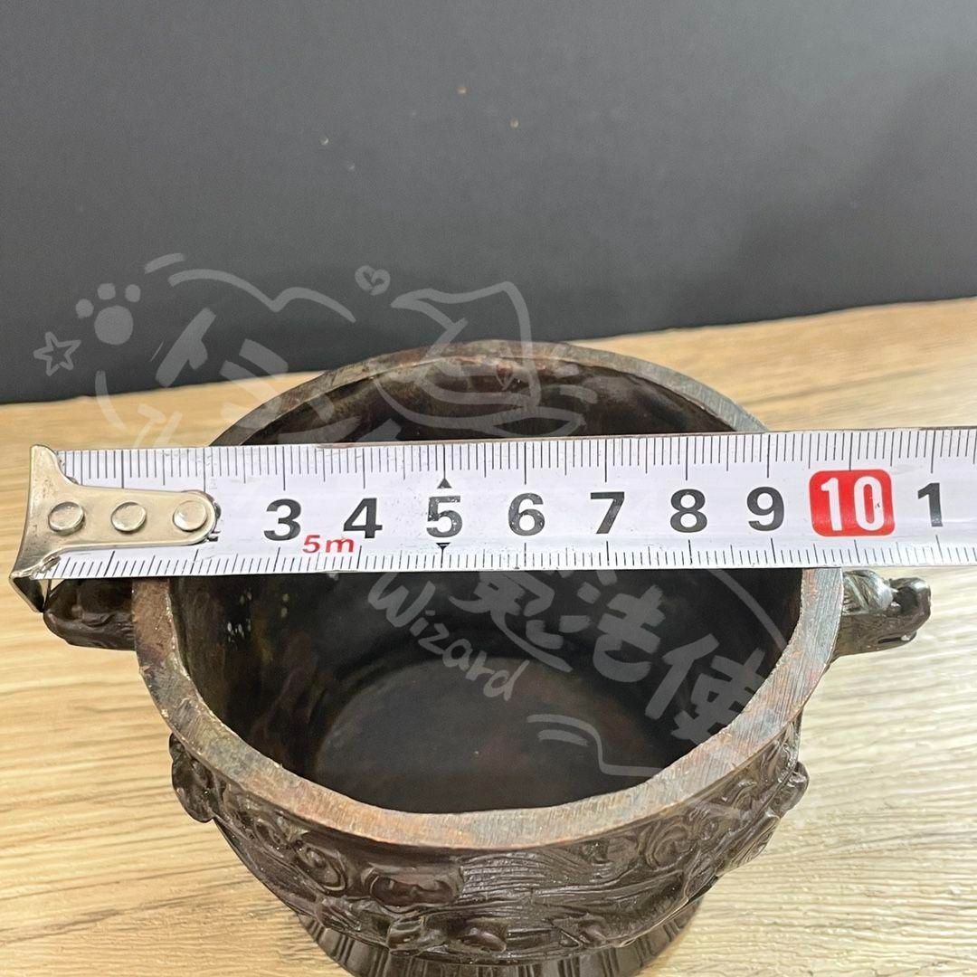新年ギフト香炉 双獣耳浮彫盤竜薫香炉 香具 仏堂香炉 工芸品 銅製品