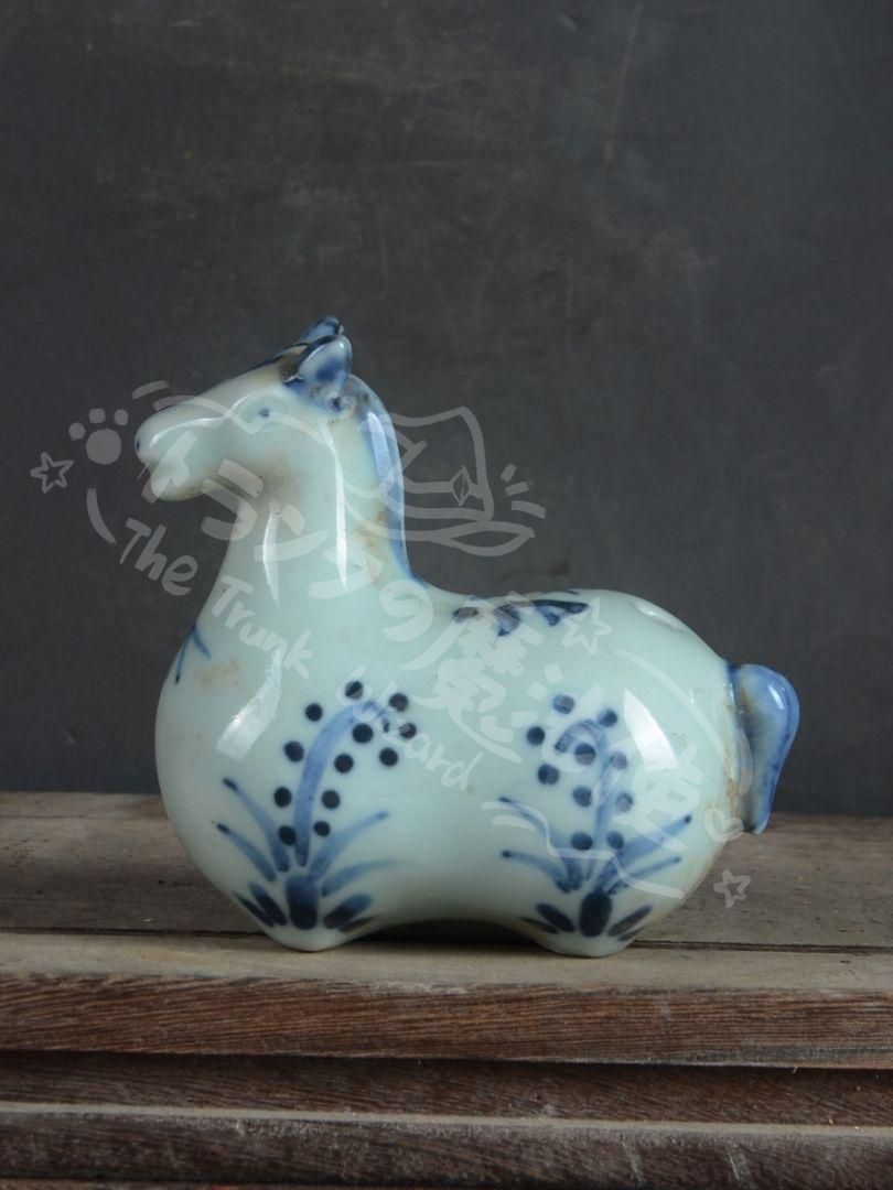 新年ギフト手書きの青花十二支の子馬 陶磁器 装飾品 現代 置物