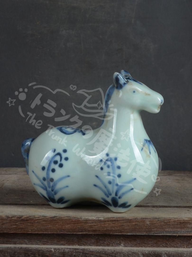 新年ギフト手書きの青花十二支の子馬 陶磁器 装飾品 現代工芸品美術品