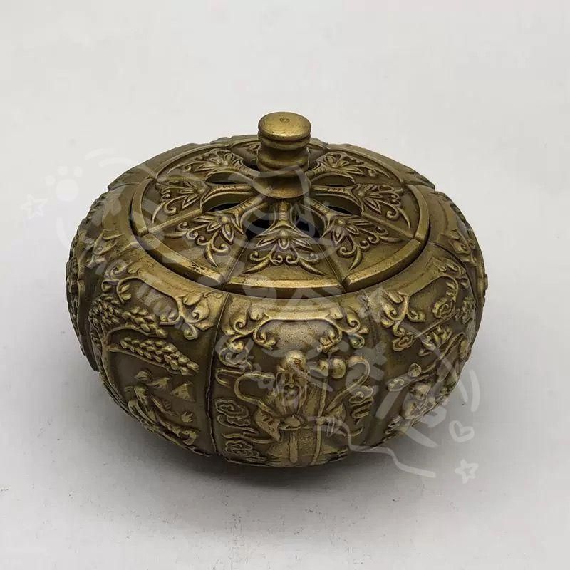 新年ギフト銅製 かぼちゃの香炉 室内薫香炉 香道具 装飾品 工芸品 置物