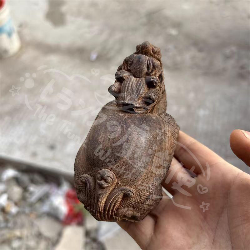 新年ギフト木彫り 竜亀 縁起物 風水 開運 装飾品 工芸品 置物