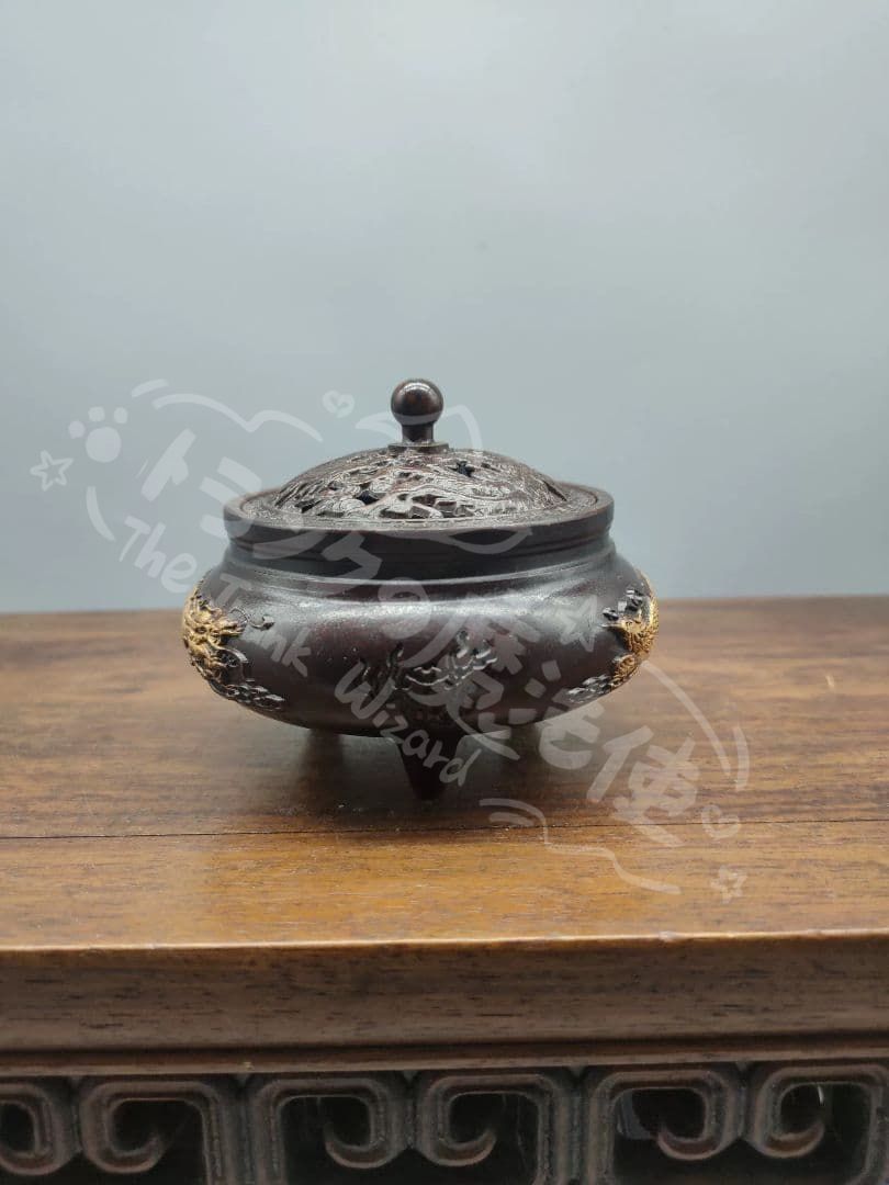 新年ギフト銅器 三足龍鳳薫炉 茶台薫香炉 茶道具 香道具 装飾品 工芸品