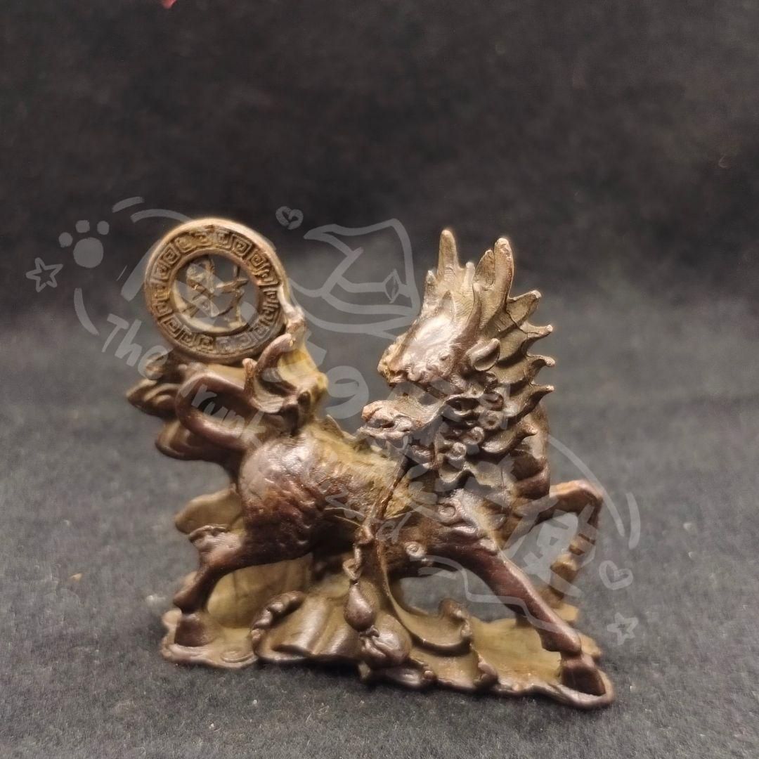 新年ギフト銅 細工 瑞獣財福麒麟 応接 間 家 デスク 茶台 開運 風水