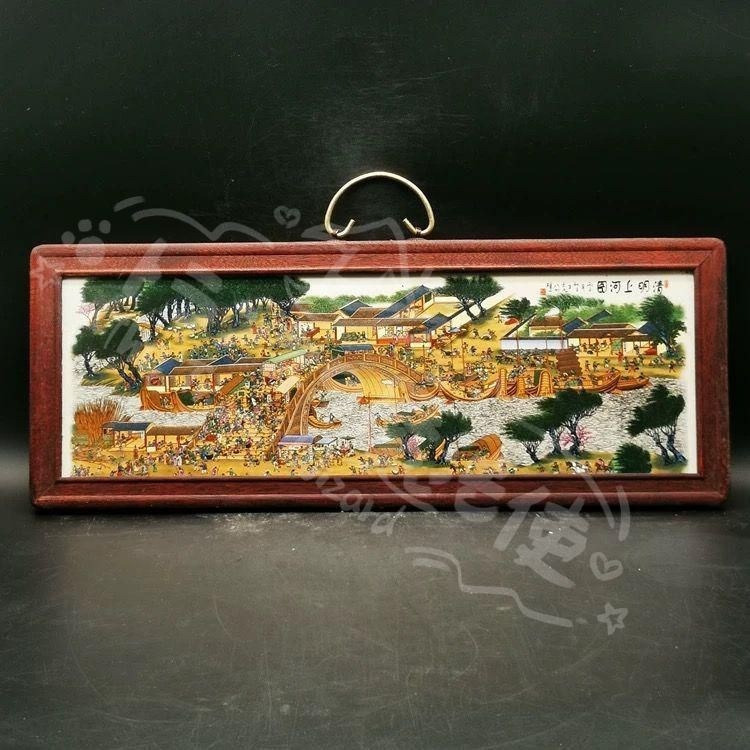 新年ギフト景徳鎮 陶板画清明上河図 応接間 書斎 懸掛 装飾品 現代工芸