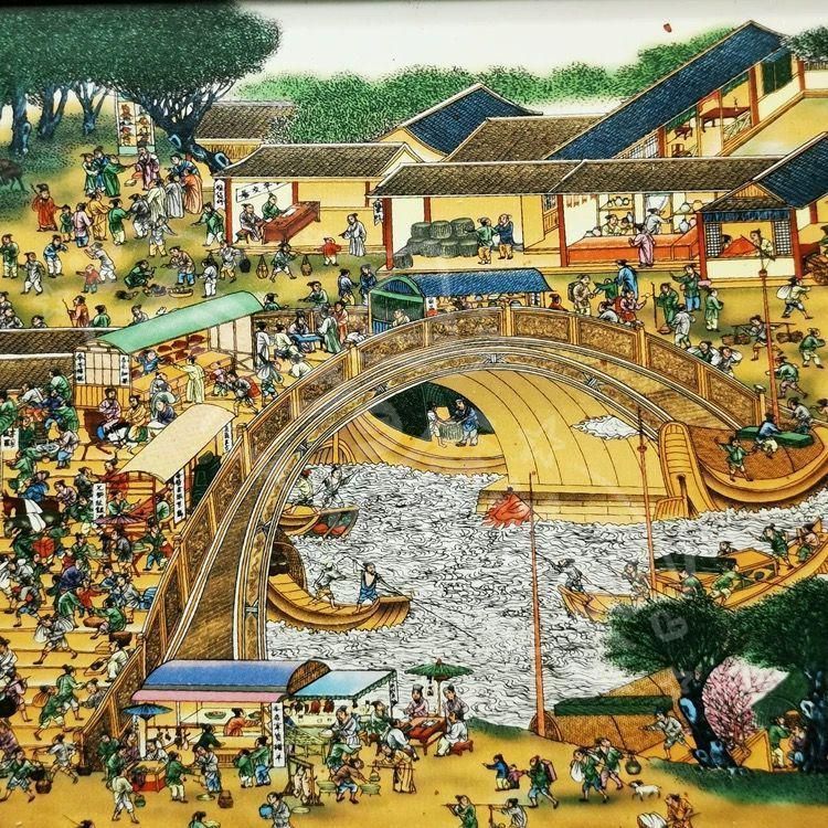 新年ギフト景徳鎮 陶板画清明上河図 応接間 書斎 懸掛 装飾品 現代工芸