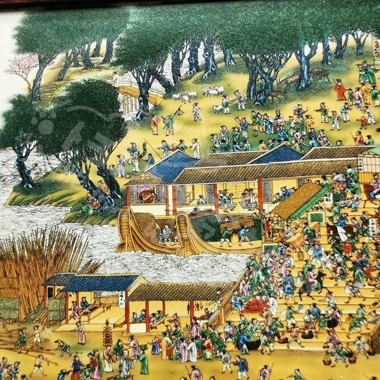 新年ギフト景徳鎮 陶板画清明上河図 応接間 書斎 懸掛 装飾品 現代工芸
