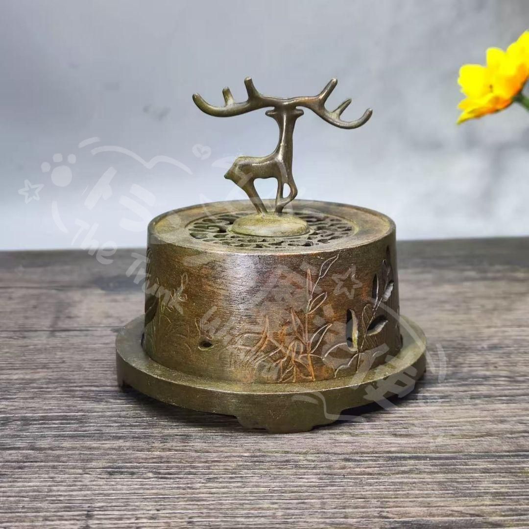 新年ギフト銅製 傅山鹿香炉 室内 茶室 香道具 装飾品 置物
