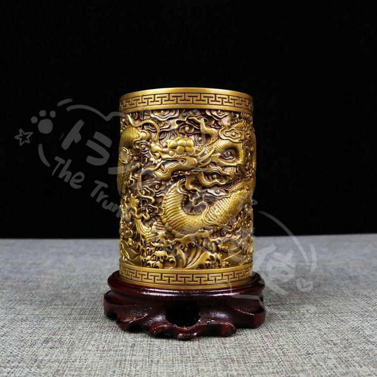 新年ギフト銅器 盤竜の 筆箱 書道具 文房具 現代 置物