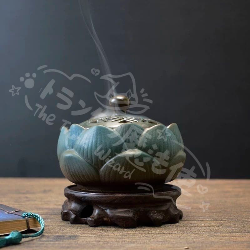 新年ギフト陶磁盤香炉 蓮華薫香炉 室内禅意薫炉 香道具 工芸品 置物