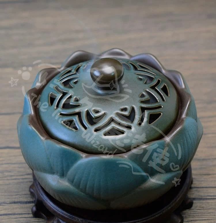 新年ギフト陶磁盤香炉 蓮華薫香炉 室内禅意薫炉 香道具 工芸品 置物