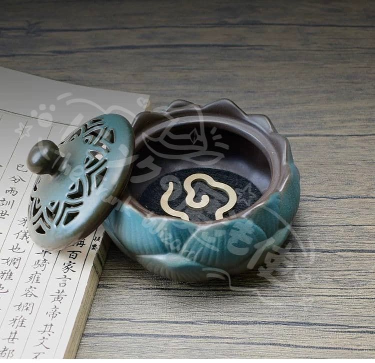 新年ギフト陶磁盤香炉 蓮華薫香炉 室内禅意薫炉 香道具 工芸品 置物