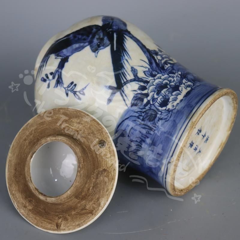 新年ギフトサバ花鳥紋将軍缶 景徳鎮 陶磁器 装飾品 現代工芸品 美術品