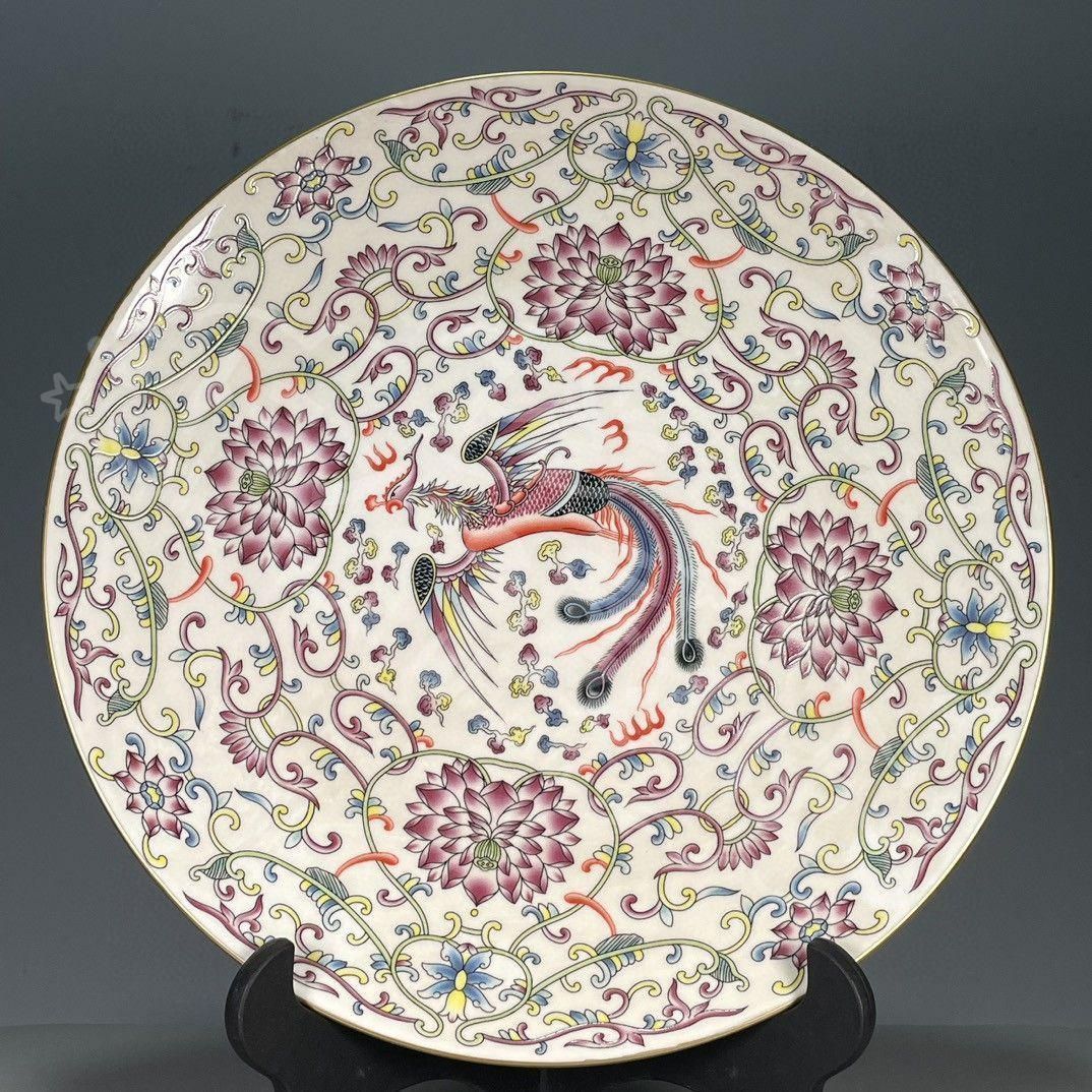新年ギフト清乾隆五彩鳳紋賞盤 景徳鎮 陶磁器 装飾品 置物