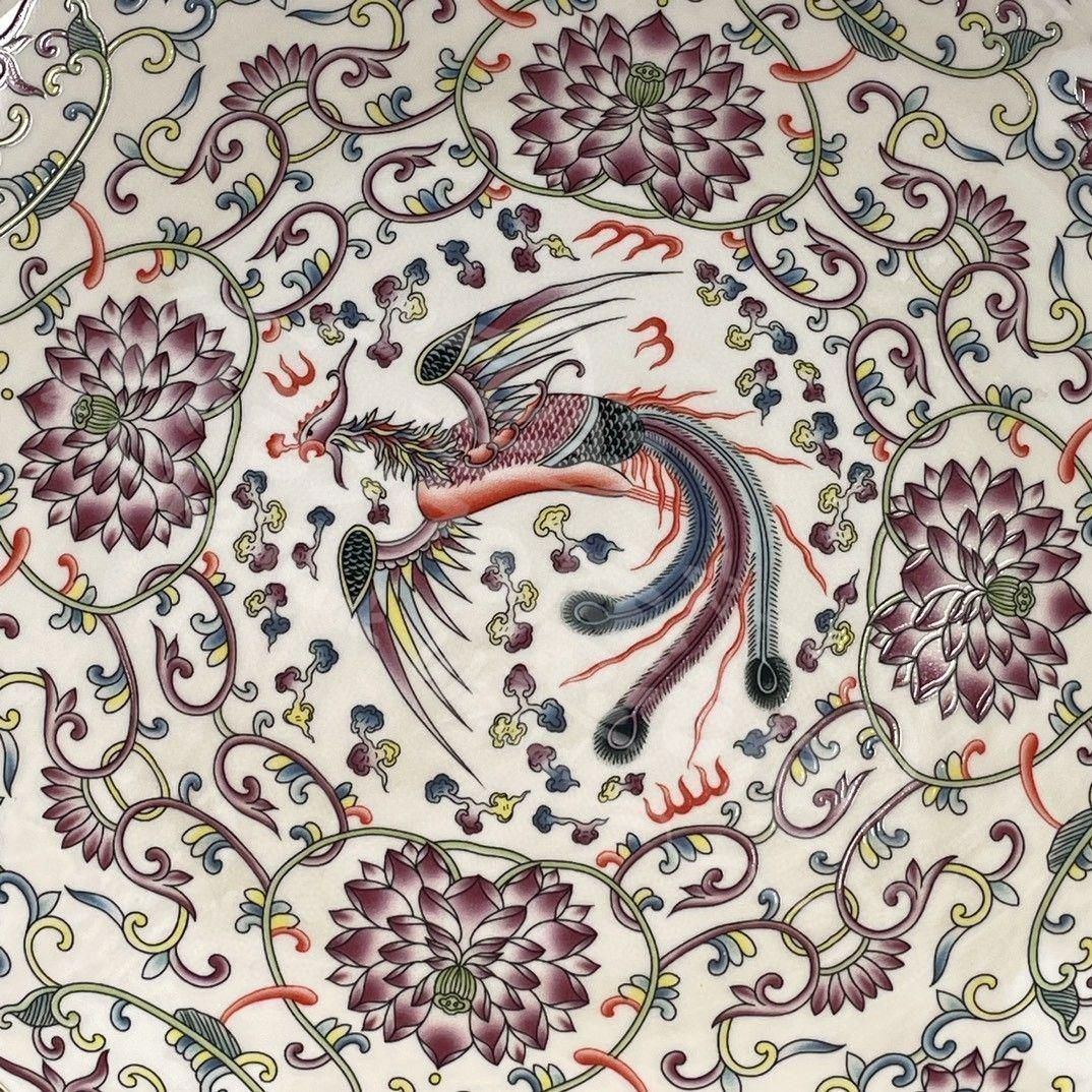 新年ギフト清乾隆五彩鳳紋賞盤 景徳鎮 陶磁器 装飾品 置物