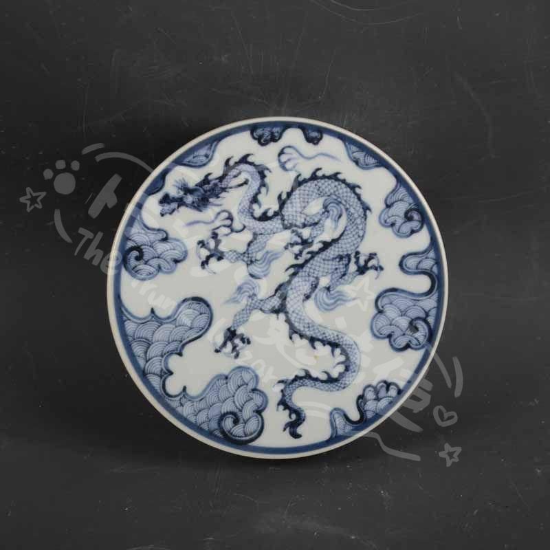 新年ギフト景徳鎮 磁器 元青花竜紋文鎮 蓋置 茶道具装飾品 現代工芸品