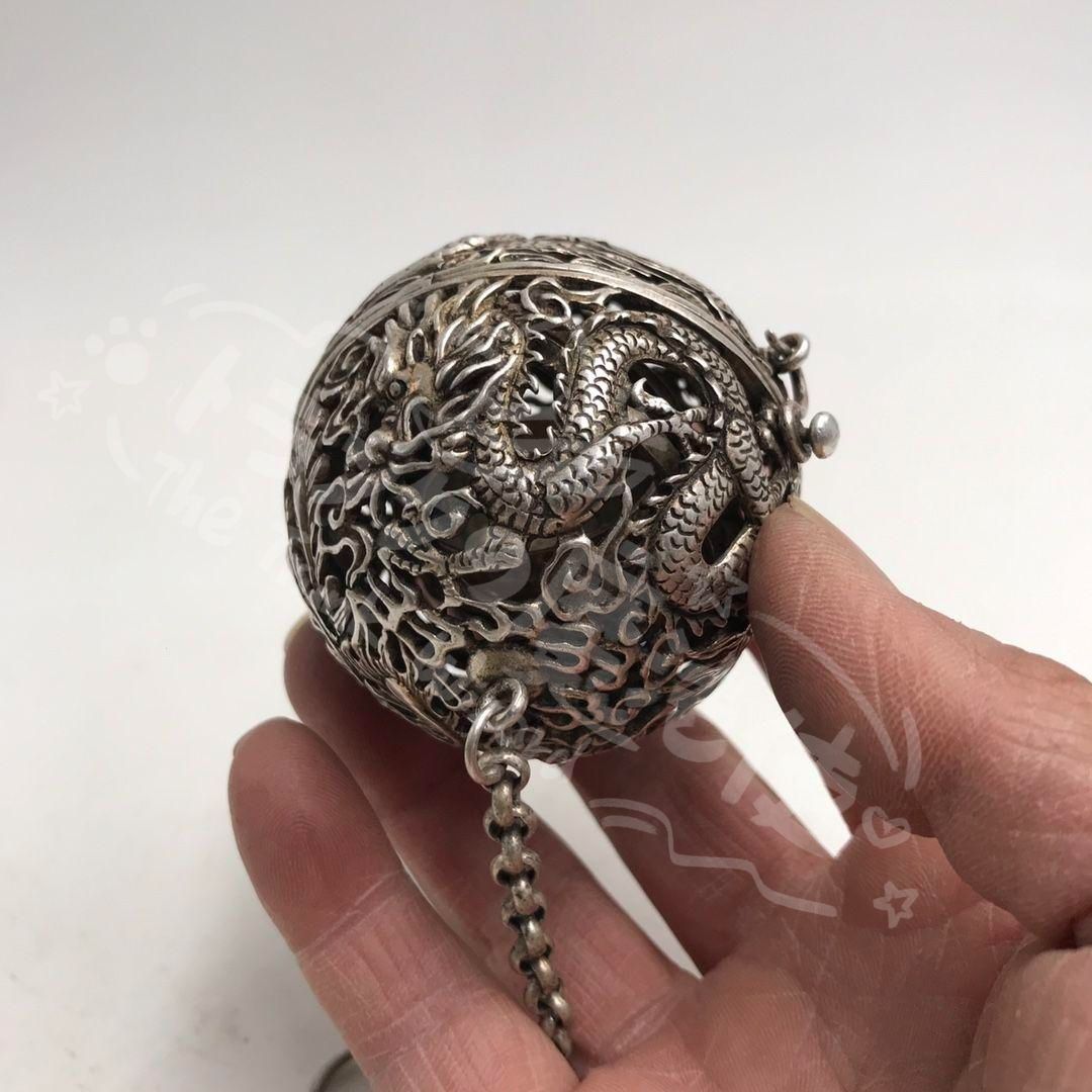 銅 細工 透かし彫り龍鳳薫香炉 香道具 茶道具 装飾品 工芸品 置物 新年ギフト銅 細工 龍鳳花鳥香り球透かし彫り香炉 香道具 装飾品 工芸