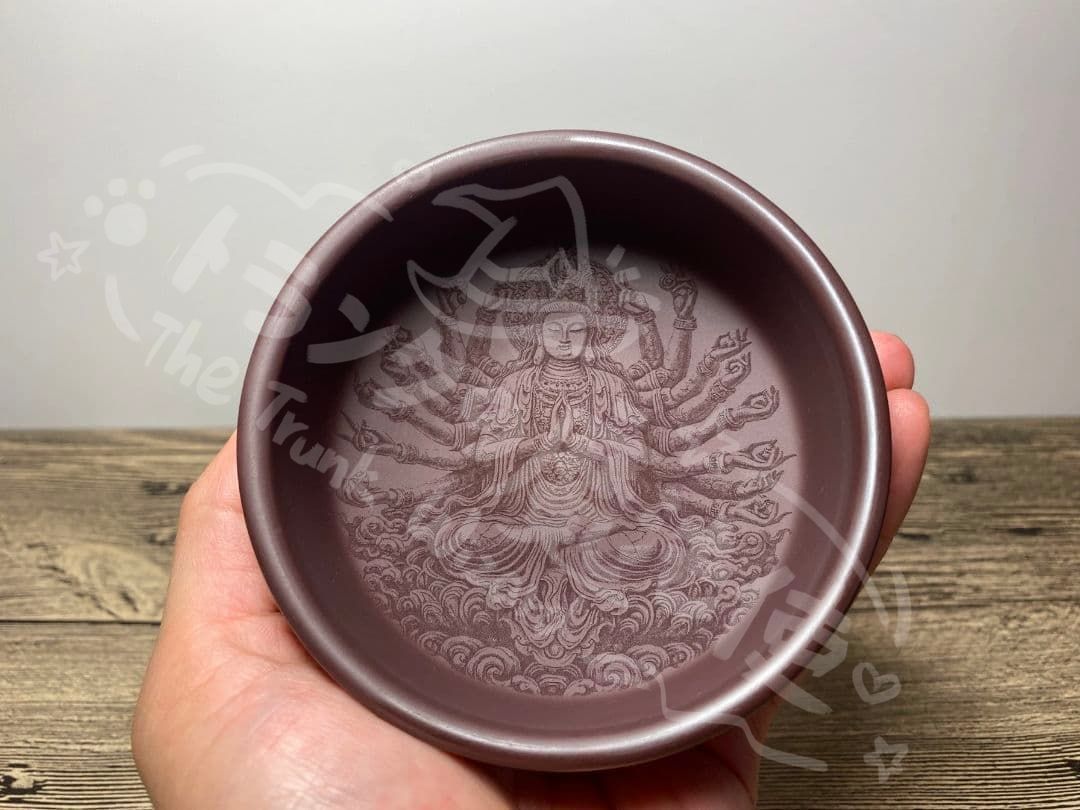 新年ギフト宜興紫砂 茶器 心経 千手観音湯飲み 茶道具 装飾品 工芸品