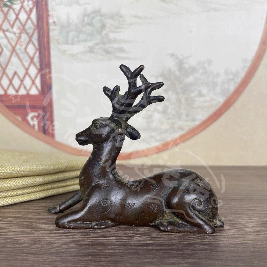 新年ギフト銅細工 梅花鹿 茶台茶寵 書道具 文房具 茶道具 装飾品 工芸
