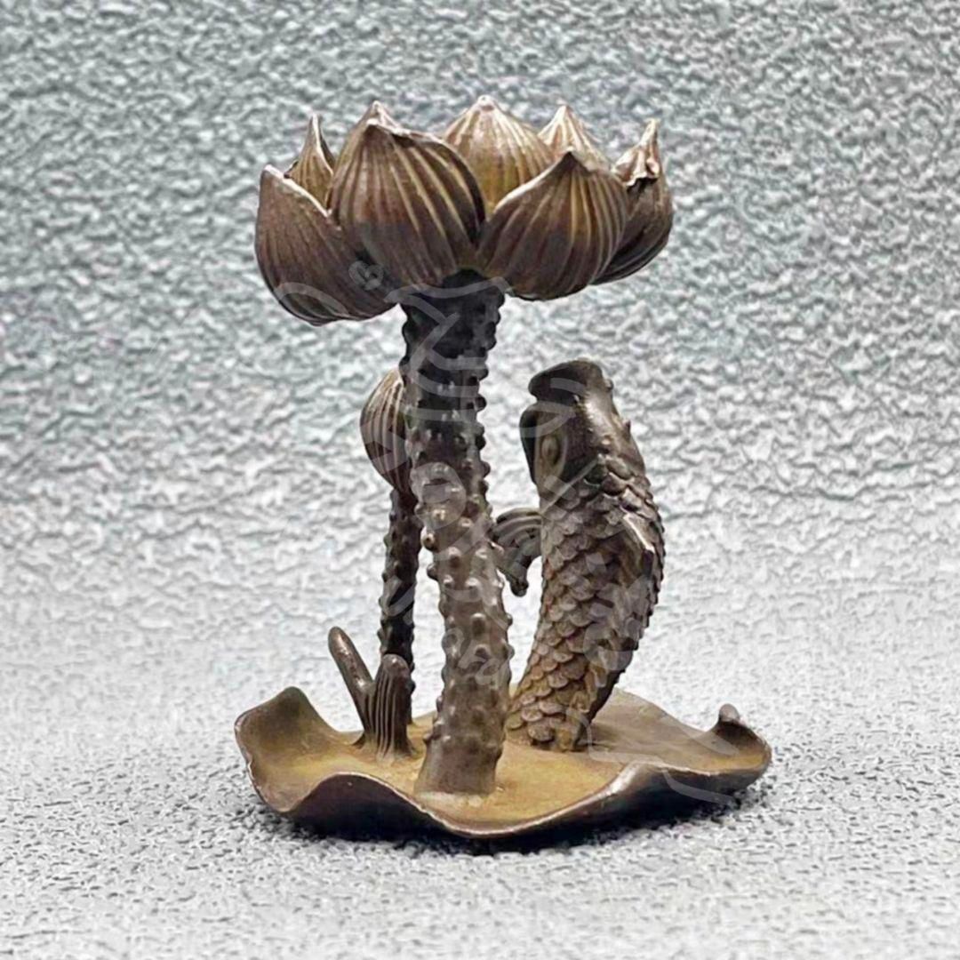 新年ギフト銅製 魚躍龍門倒流香 香炉 茶道茶寵 香道具 装飾品 工芸品