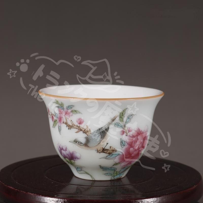 新年ギフト中国美術 手画鳥語花香 湯飲み 現代工芸品美術品 置物