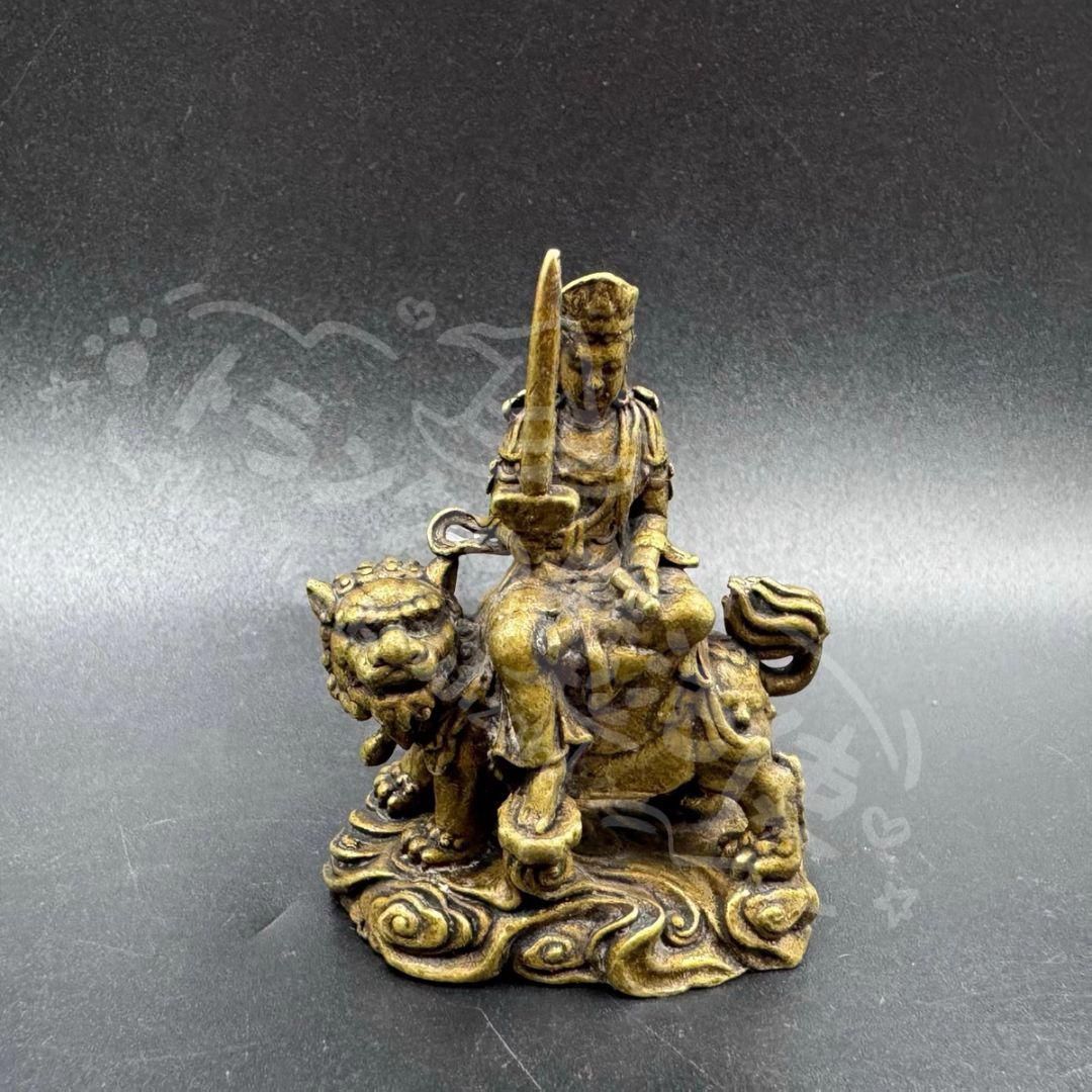 新年ギフト銅細工 青獅子文殊菩薩坐像 装飾品 工芸品 美術品 置物