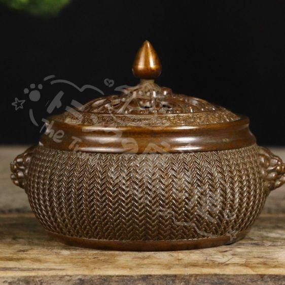 新年ギフト蘇工 銅器 竹編香薫炉 置物
