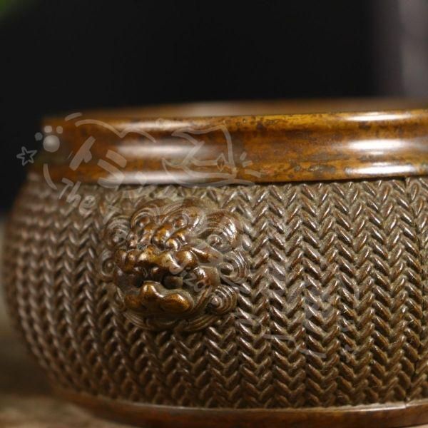  新年ギフト蘇工 銅器 竹編香薫炉 置物 金属工芸 工芸品